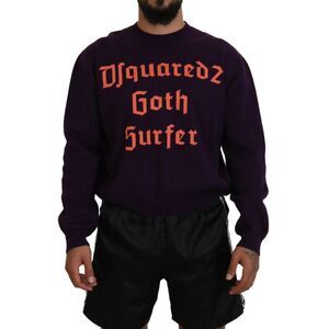 Dsquared² Purple Cotton Printed Men Pullover Men's Sweater